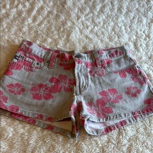 Ralph Lauren Pink and Gray Jean Shorts with Floral Design